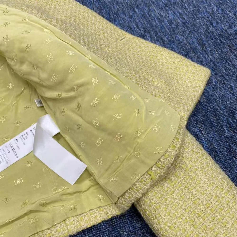 Celine Chasseur Jacket in Boucle Tweed for Women in Yellow