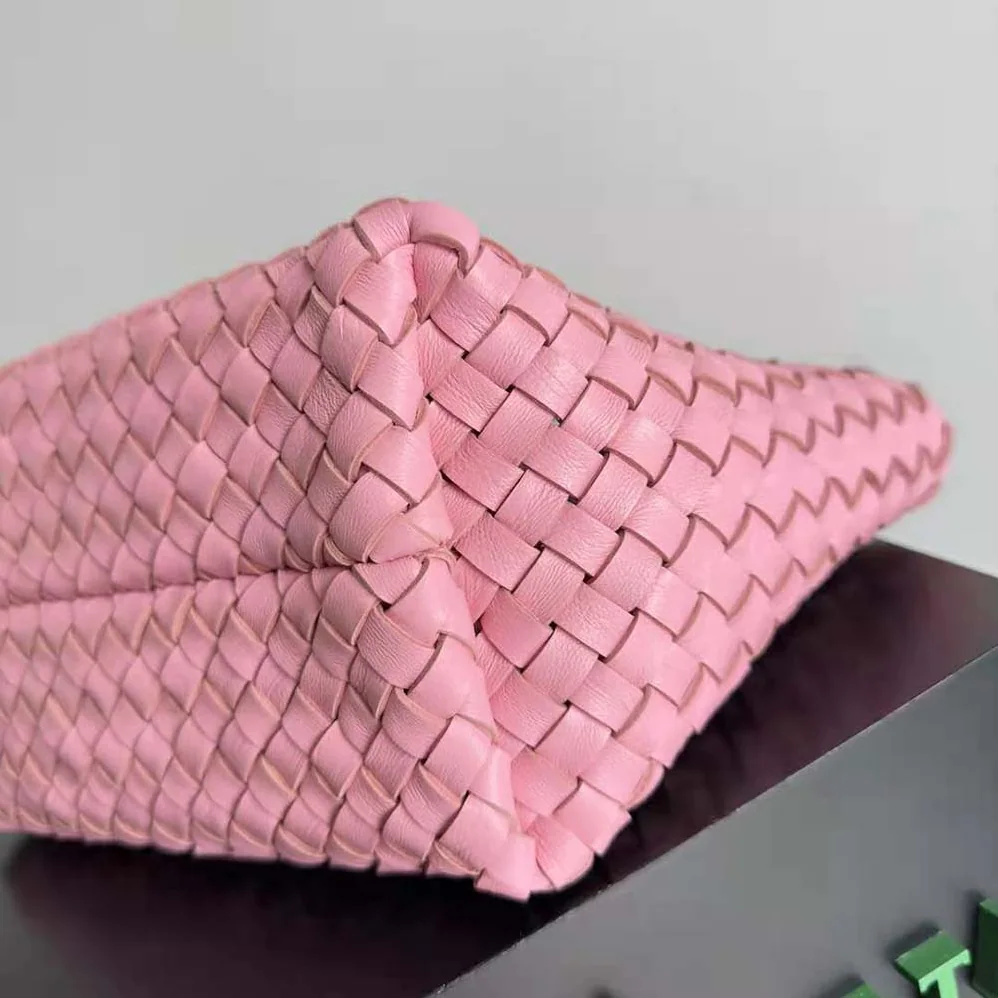 Bottega Veneta Mini Cabat Intreccio Leather Tote Bag with Detachable Strap for Women in Pink