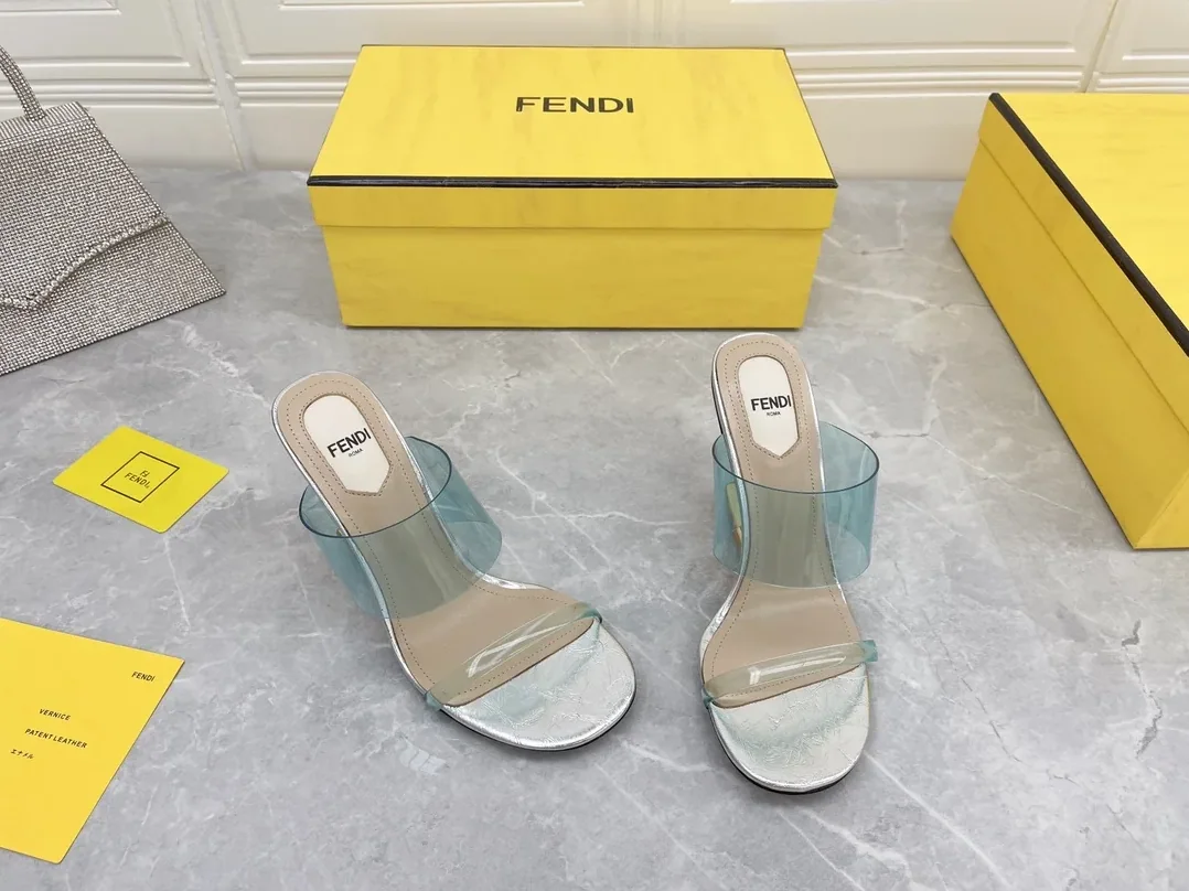 Fendi First Blue Transparent High in Heeled Sandals Fendi First Blue Transparent High in Heeled Sandals
