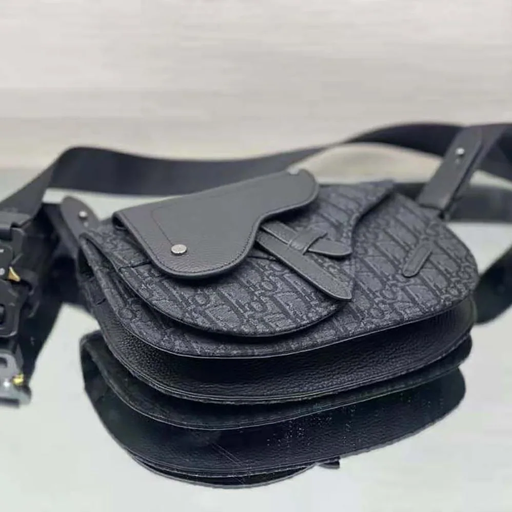 Dior Saddle Pouch Black Dior Oblique Jacquard for Men