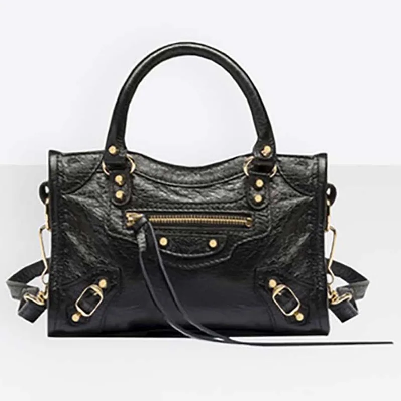 Balenciaga Lambskin Mini Bag with “Classic” Shiny Hardware for Women in Black