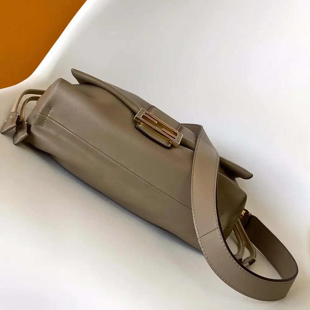 Fendi Mamma Baguette Medium Dove Gray Nappa Leather Bag for Women