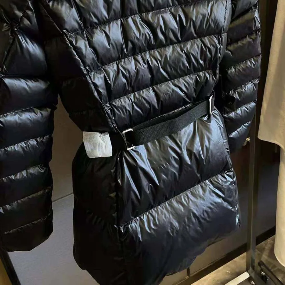 Burberry Contrast Hood Nylon Belted Puffer Jacket for Women