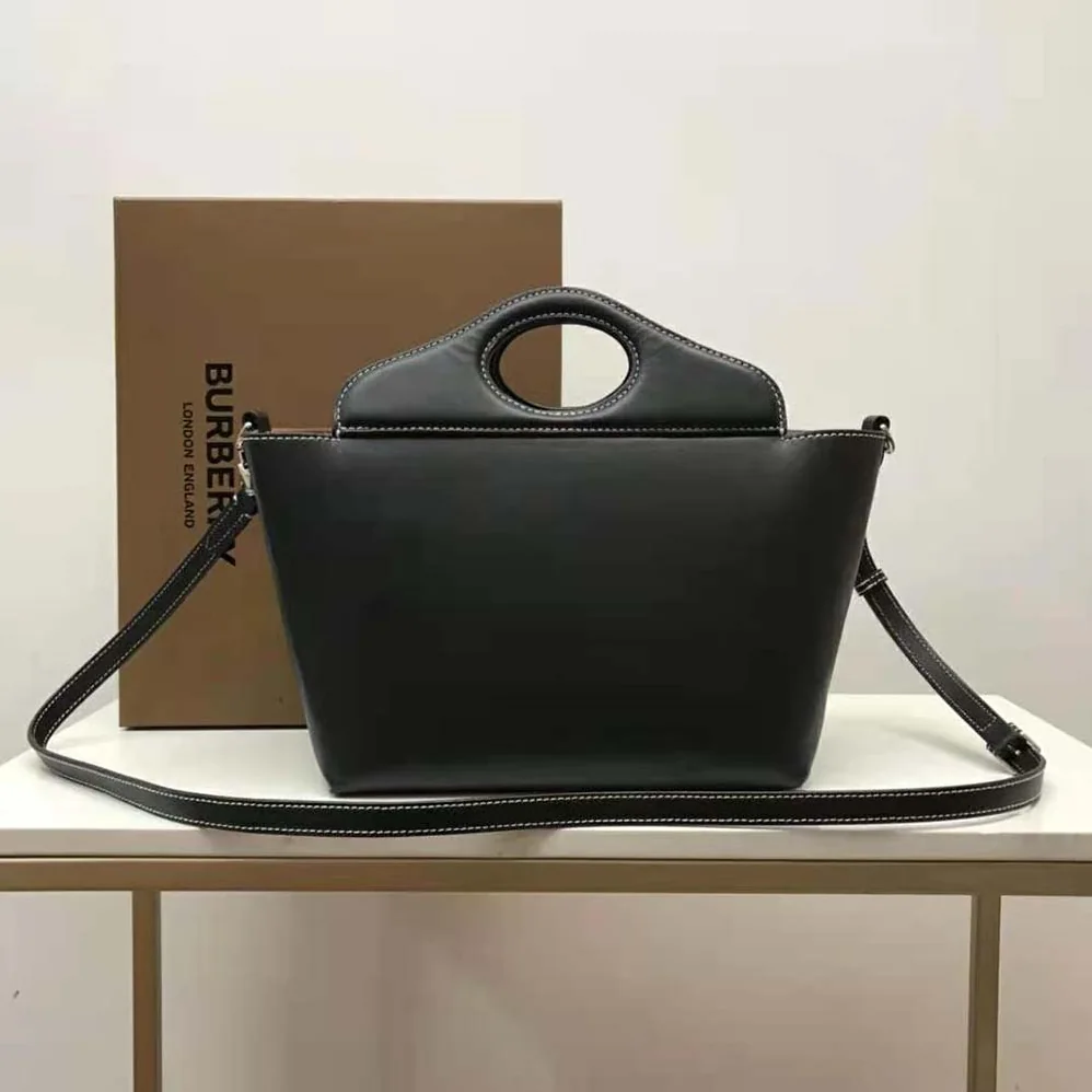 Burberry Mini Leather Soft Pocket Tote for Women in Black