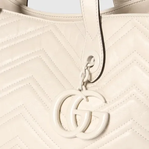 Gucci Marmont Medium Tote Bag in Ivory Tonal Enameled Hardware