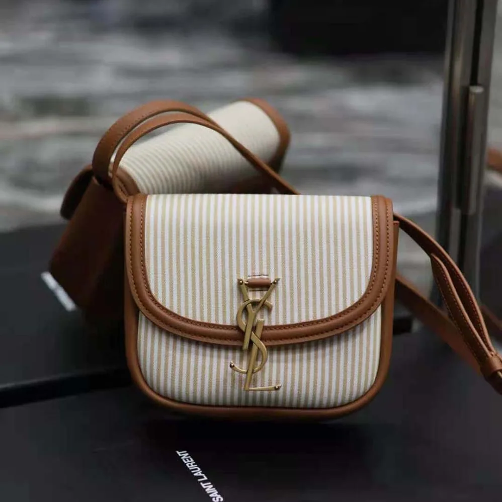 Saint Laurent YSL Kaia Small in Canvas and Vegetable for Women in tanned Leather Saint Laurent YSL Kaia Small in Canvas and Vegetable for Women in tanned Leather