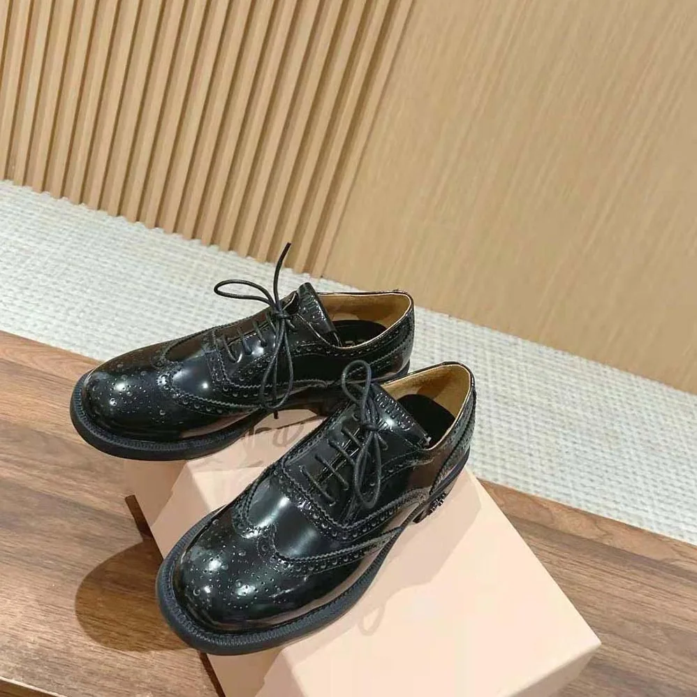 Miu Miu Church's X Miu Miu Brushed Leather Oxford Brogue Shoes for Women Miu Miu Church's X Miu Miu Brushed Leather Oxford Brogue Shoes for Women