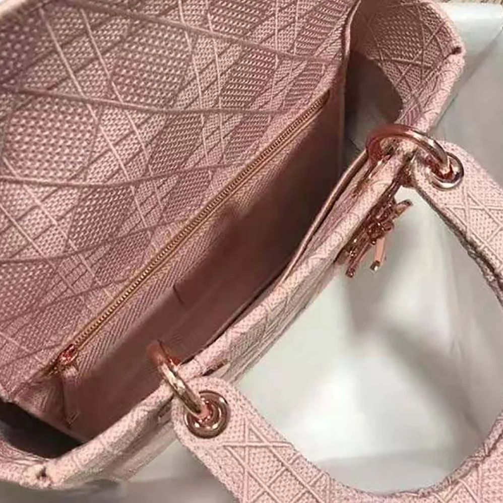 Dior Medium Lady D-Lite Bag Cannage Embroidery in Pink