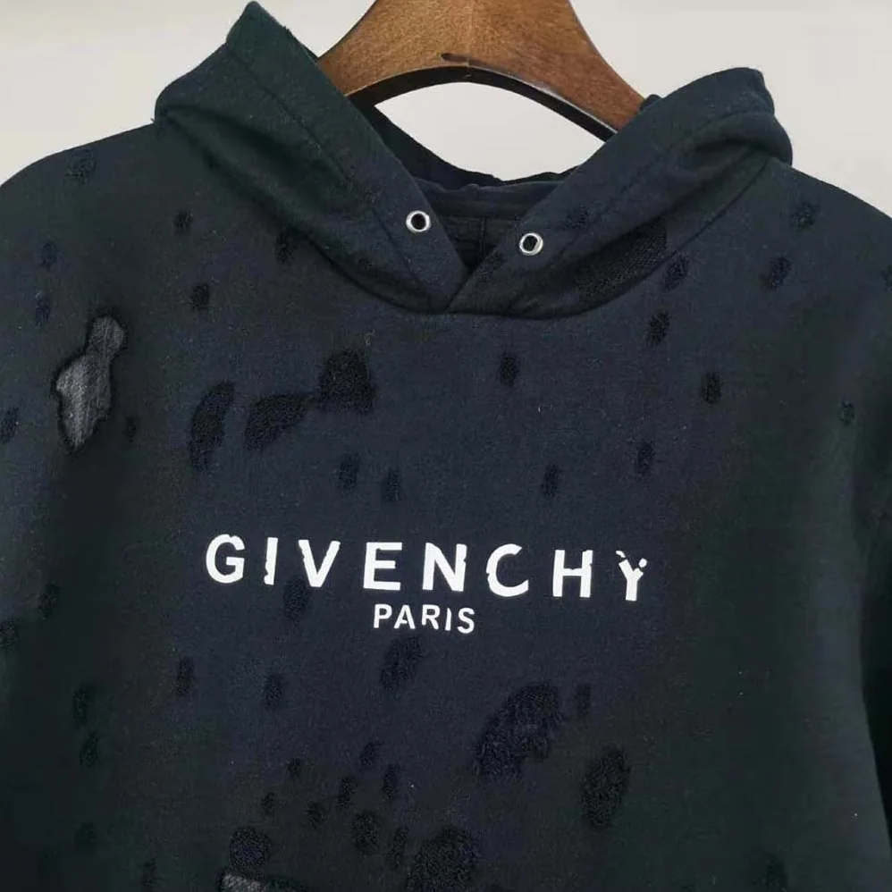 Givenchy Paris Destroyed Hoodie in Coton for Men in Black Givenchy Paris Destroyed Hoodie in Coton for Men in Black
