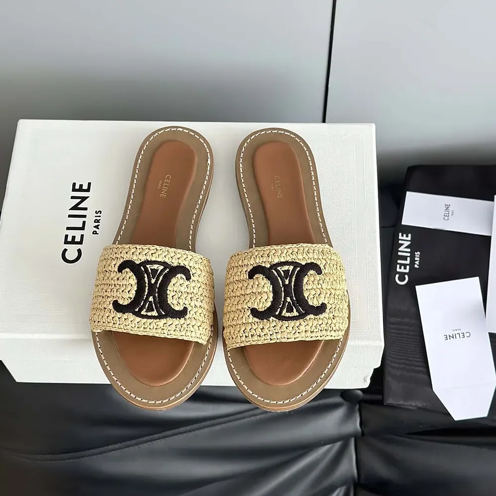 Celine Lympia Mule in Raffia for Women Celine Lympia Mule in Raffia for Women