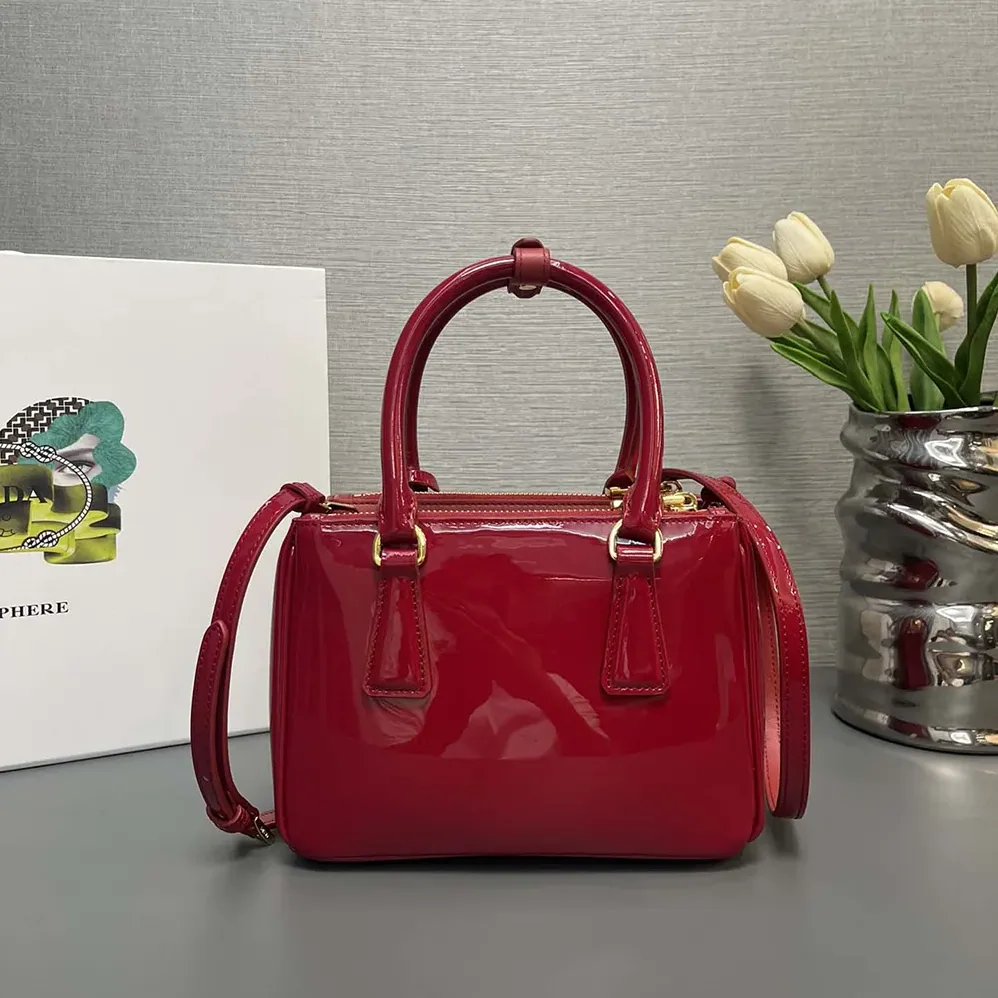 Prada Prada Galleria Patent Leather Mini Bag for Women in Red Prada Prada Galleria Patent Leather Mini Bag for Women in Red