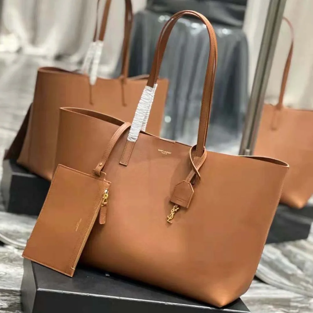 Saint Laurent YSL Shopping Saint Laurent E/W in Supple Leather for Women in Brown