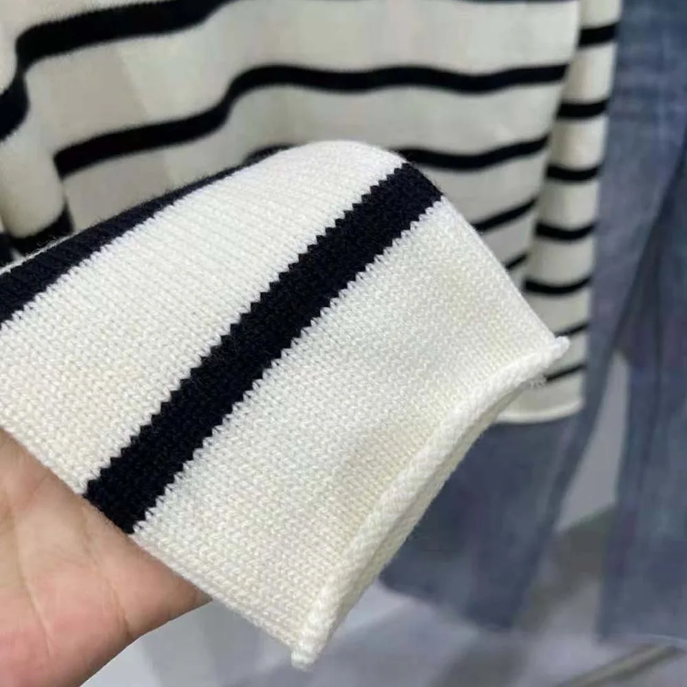 Dior Marinière Non Je Ne Regrette Rien Sweater Ecru and Navy Blue Cashmere Knit for Women