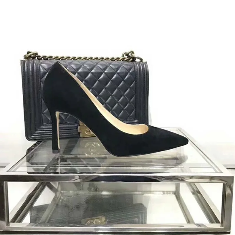Jimmy Choo Shoes Romy 85 Opal Suede Pointy Toe Pumps for Women in Black