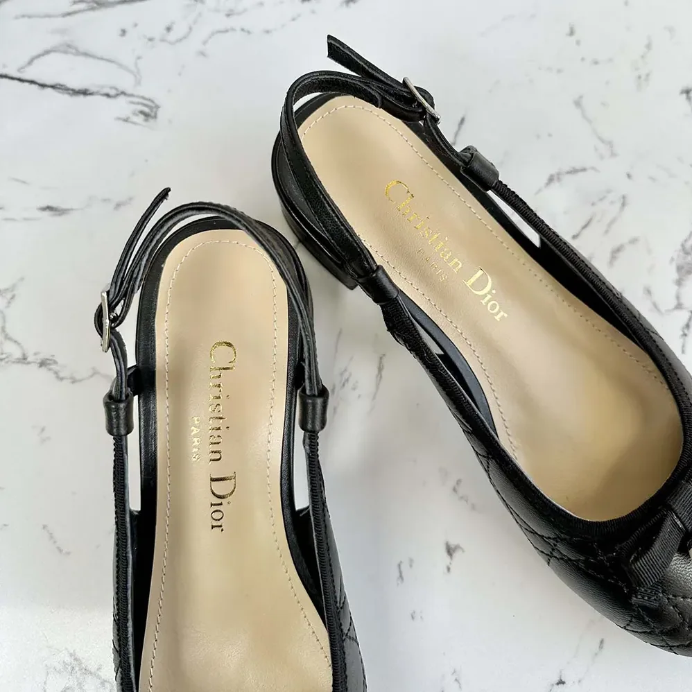 Dior Ballet Slingback Pump Black Quilted Cannage Calfskin for Women