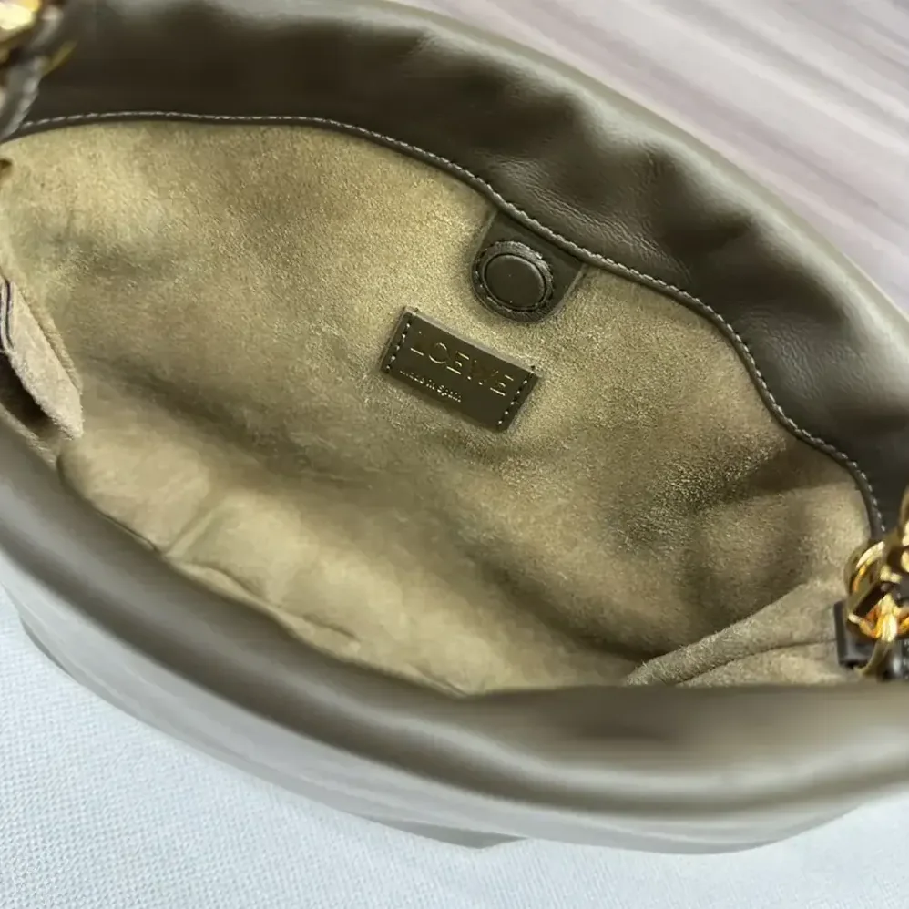 Loewe Mini Flamenco Purse Bag in Mellow Nappa Lambskin for Unisex in Dark Khaki Green Loewe Mini Flamenco Purse Bag in Mellow Nappa Lambskin for Unisex in Dark Khaki Green