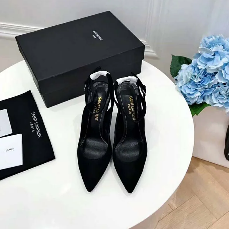 Saint Laurent YSL Opyum Slingback Pump Suede 85mm Heel for Women