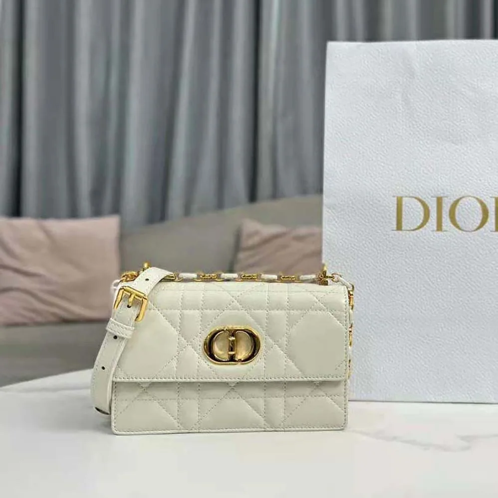 Dior Miss Caro Mini Bag Latte Macrocannage Lambskin for Women