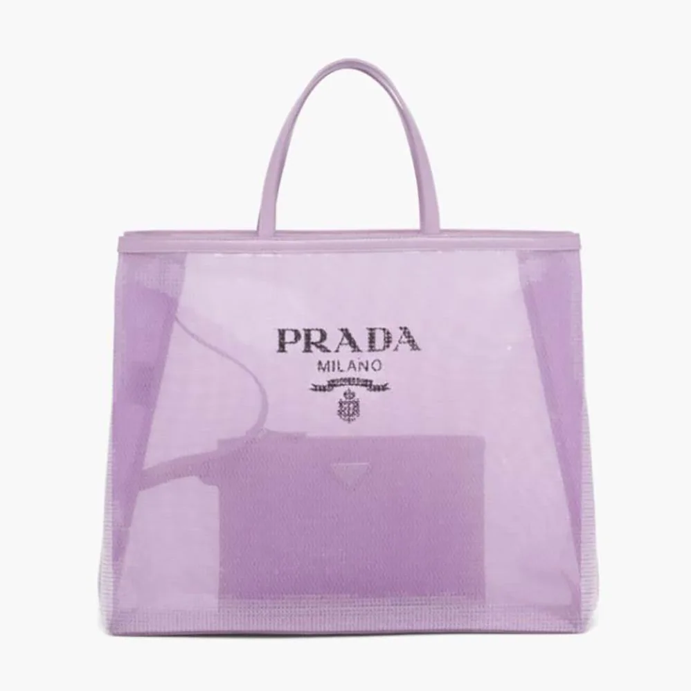 Prada Sequined Mesh Tote Bag for Women in Purple Prada Sequined Mesh Tote Bag for Women in Purple