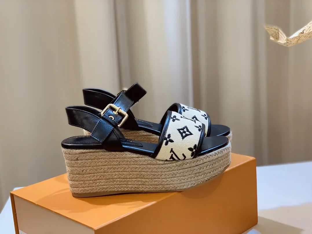 Louis Vuitton Starboard Wedge Sandal Black 1ABT17