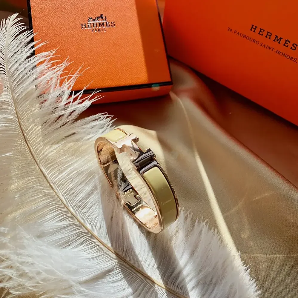 Hermes Clic H Bracelet for Unisex in Yellow