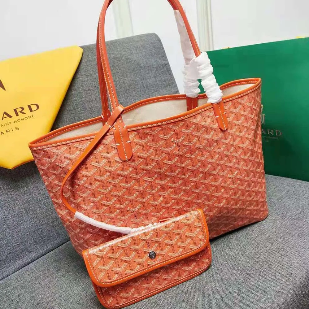 Goyard Sac Artois MM in Goyardine Canvas & Chevroches Calfskin for Women in Orange Goyard Sac Artois MM in Goyardine Canvas & Chevroches Calfskin for Women in Orange