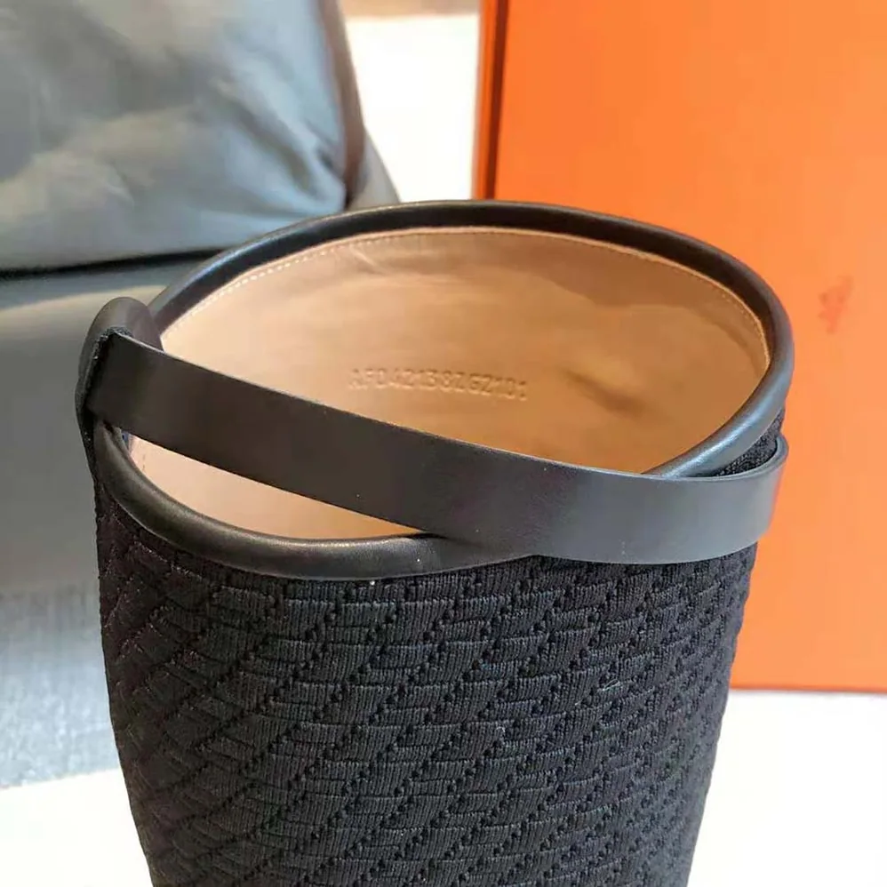Hermes Jumping Boot in Quilted Canvas and Calfskin for Women in Black Hermes Jumping Boot in Quilted Canvas and Calfskin for Women in Black