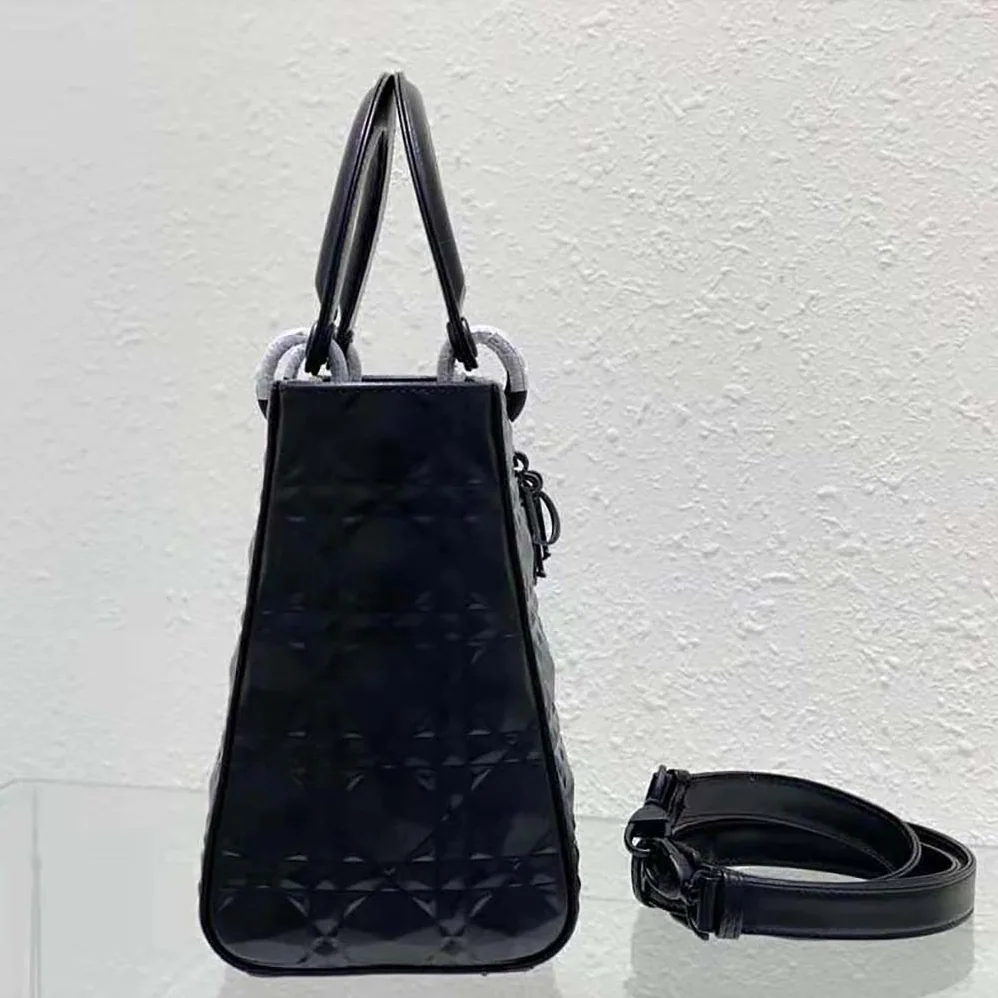 Dior Medium Lady Dior Bag Black Cannage Calfskin with Diamond Motif for Women Dior Medium Lady Dior Bag Black Cannage Calfskin with Diamond Motif for Women