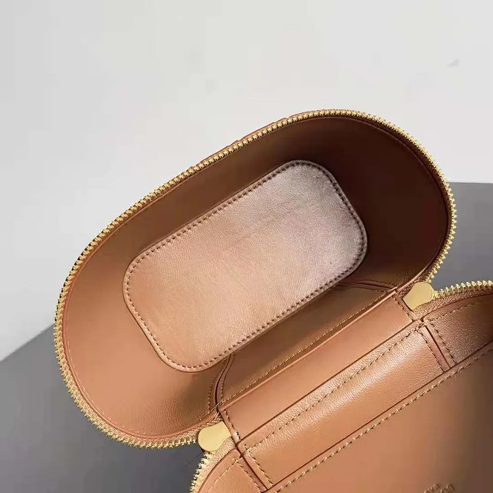 Bottega Veneta Mini Intrecciato Leather Vanity Case with Cross-Body Strap for Women in Brown
