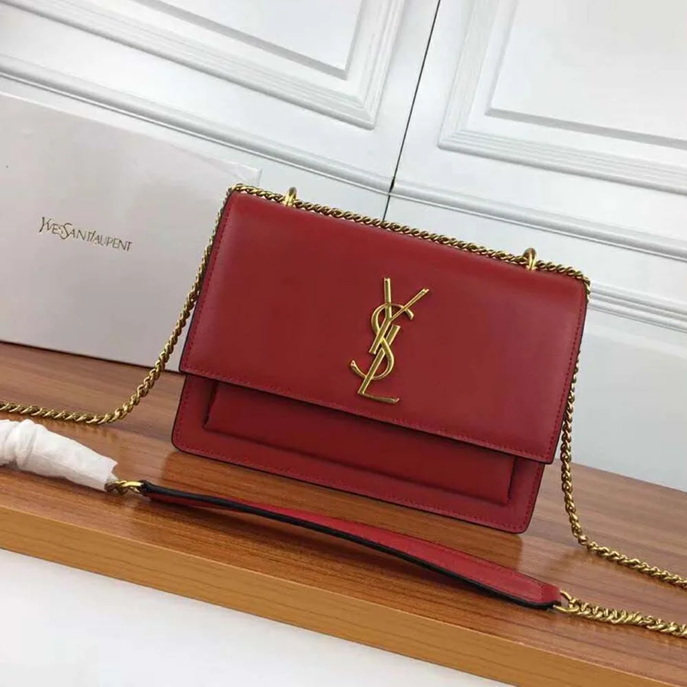 Saint Laurent YSL Sunset Medium in Smooth Leather for Women in Red
