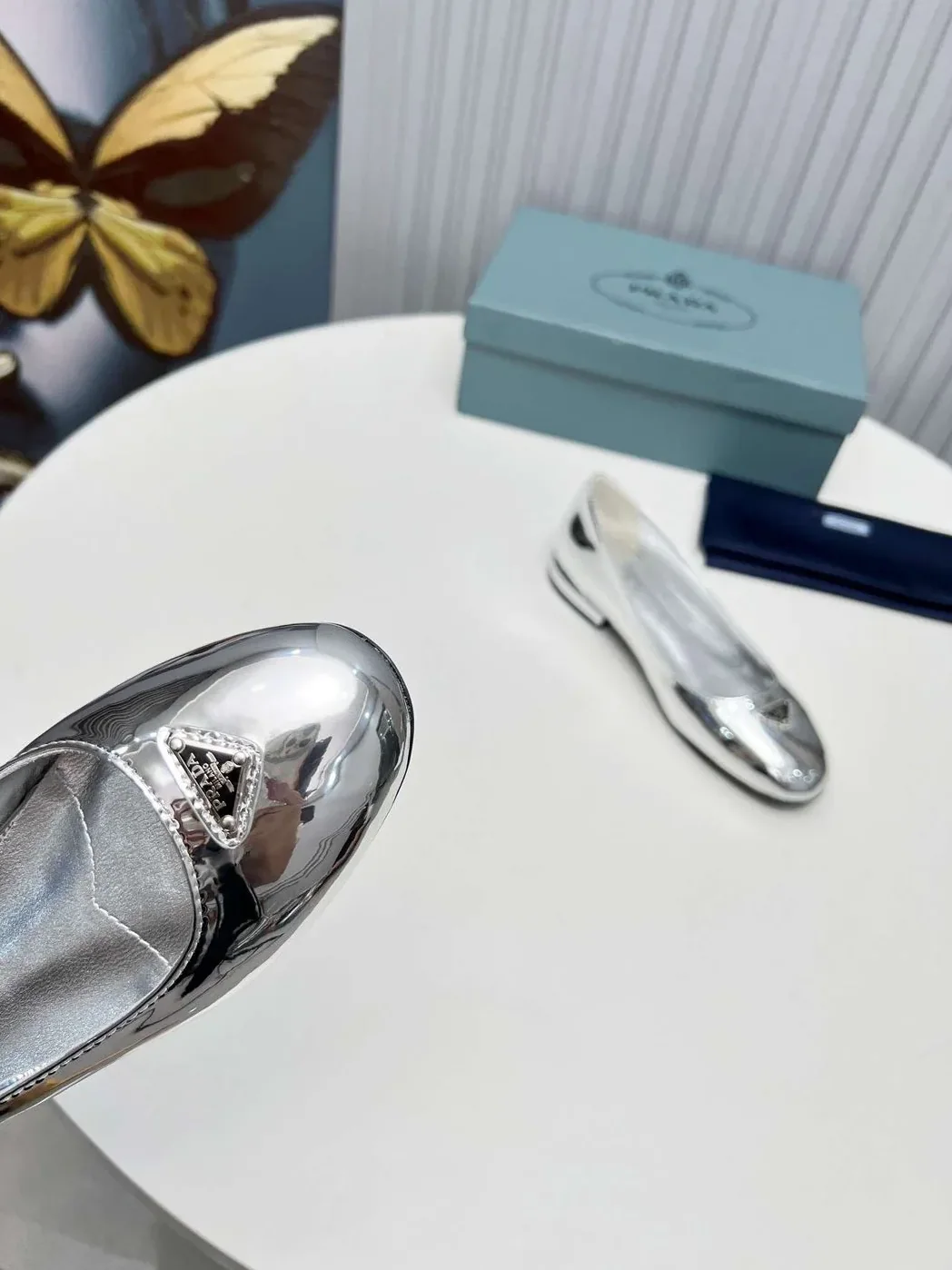 Prada Patent Ballerinas Silver Prada Patent Ballerinas Silver
