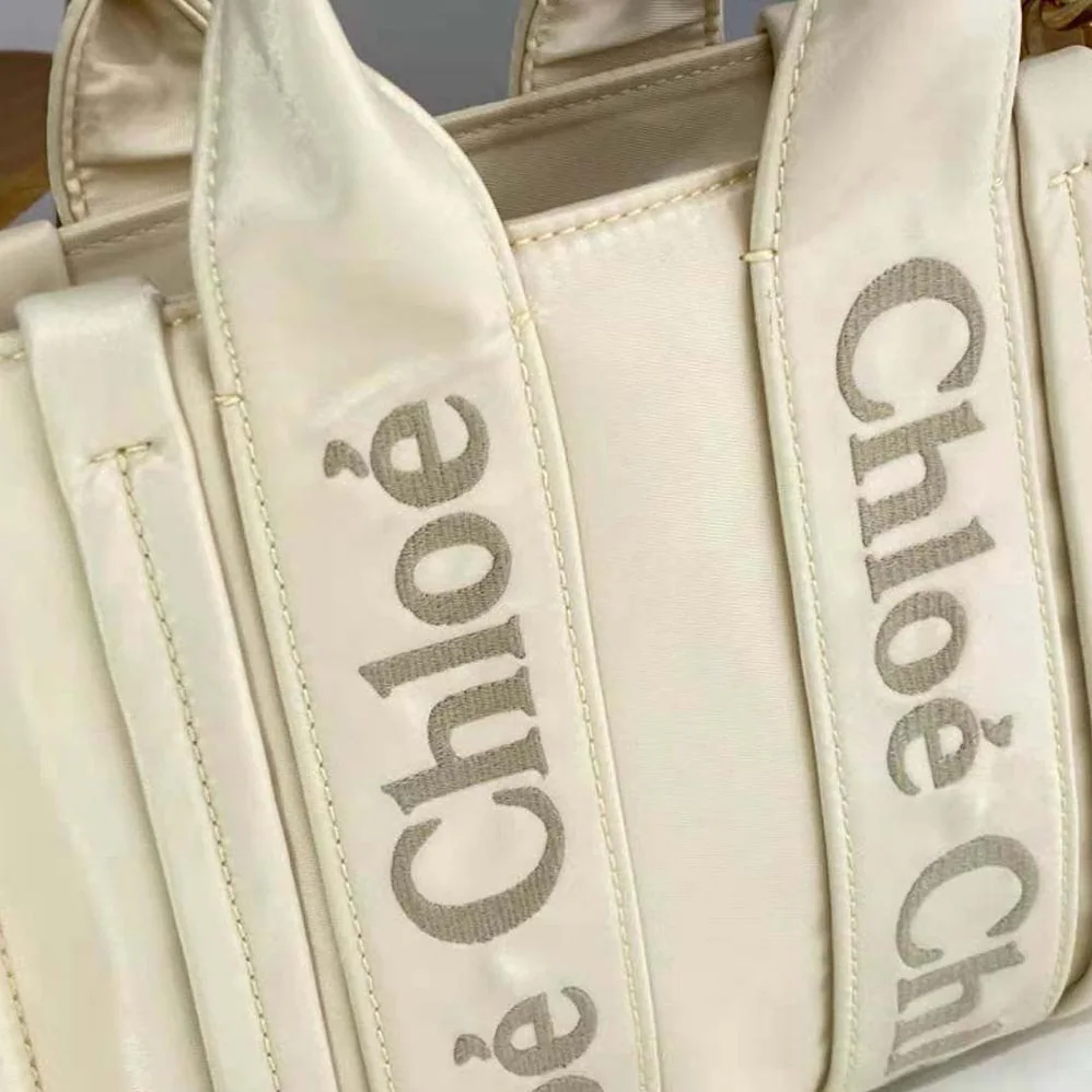 Chloe Small Woody Tote Bag for Women in White Chloe Small Woody Tote Bag for Women in White