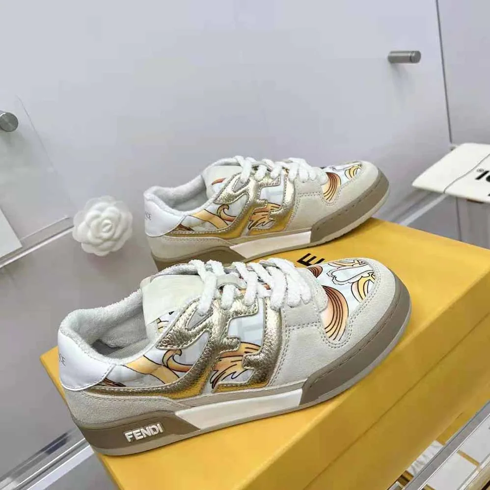 Fendi Match Fendace Beige Suede Low for Unisex in Tops Fendi Match Fendace Beige Suede Low for Unisex in Tops