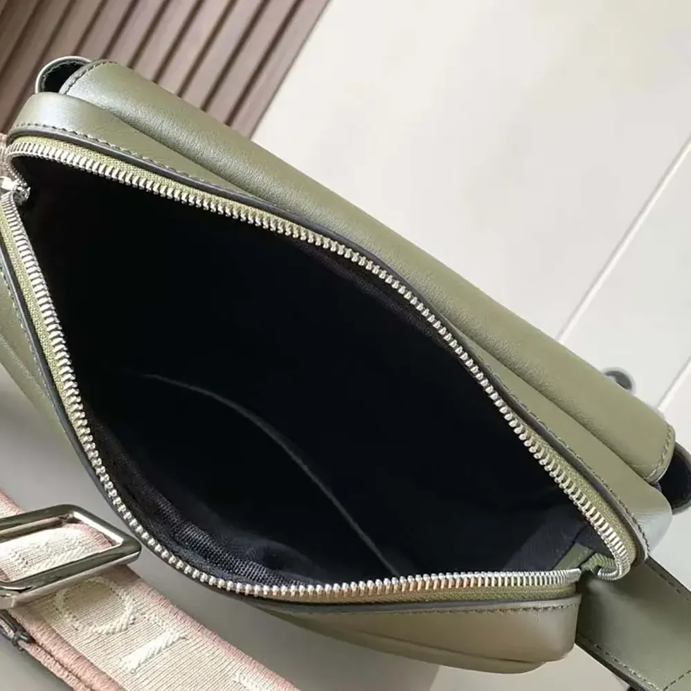 Loewe XS Military Messenger Bag in Supple Smooth Calfskin and Jacquard for Men in Dark Green Loewe XS Military Messenger Bag in Supple Smooth Calfskin and Jacquard for Men in Dark Green