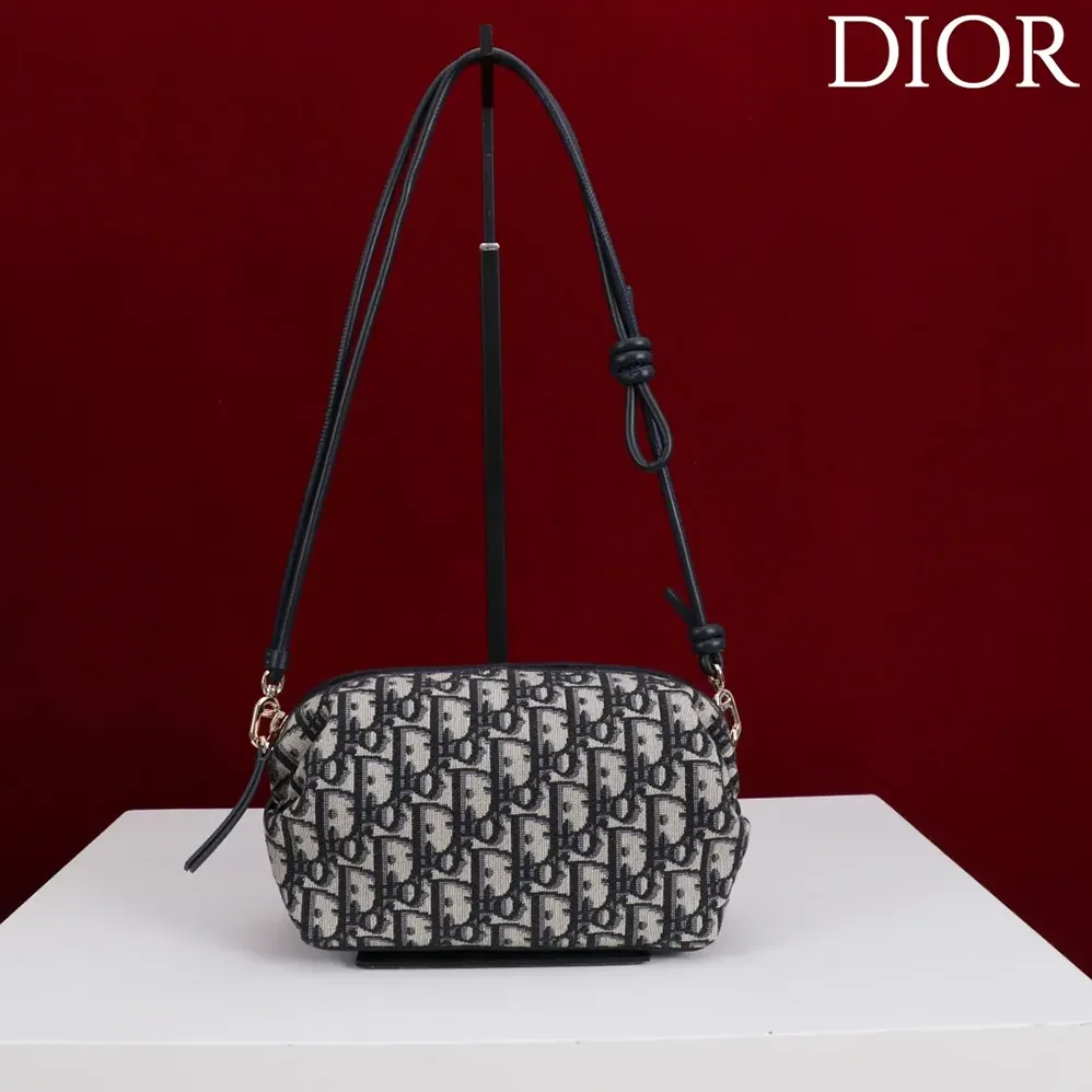 Dior Bow Pouch Blue Dior Oblique Jacquard for Women