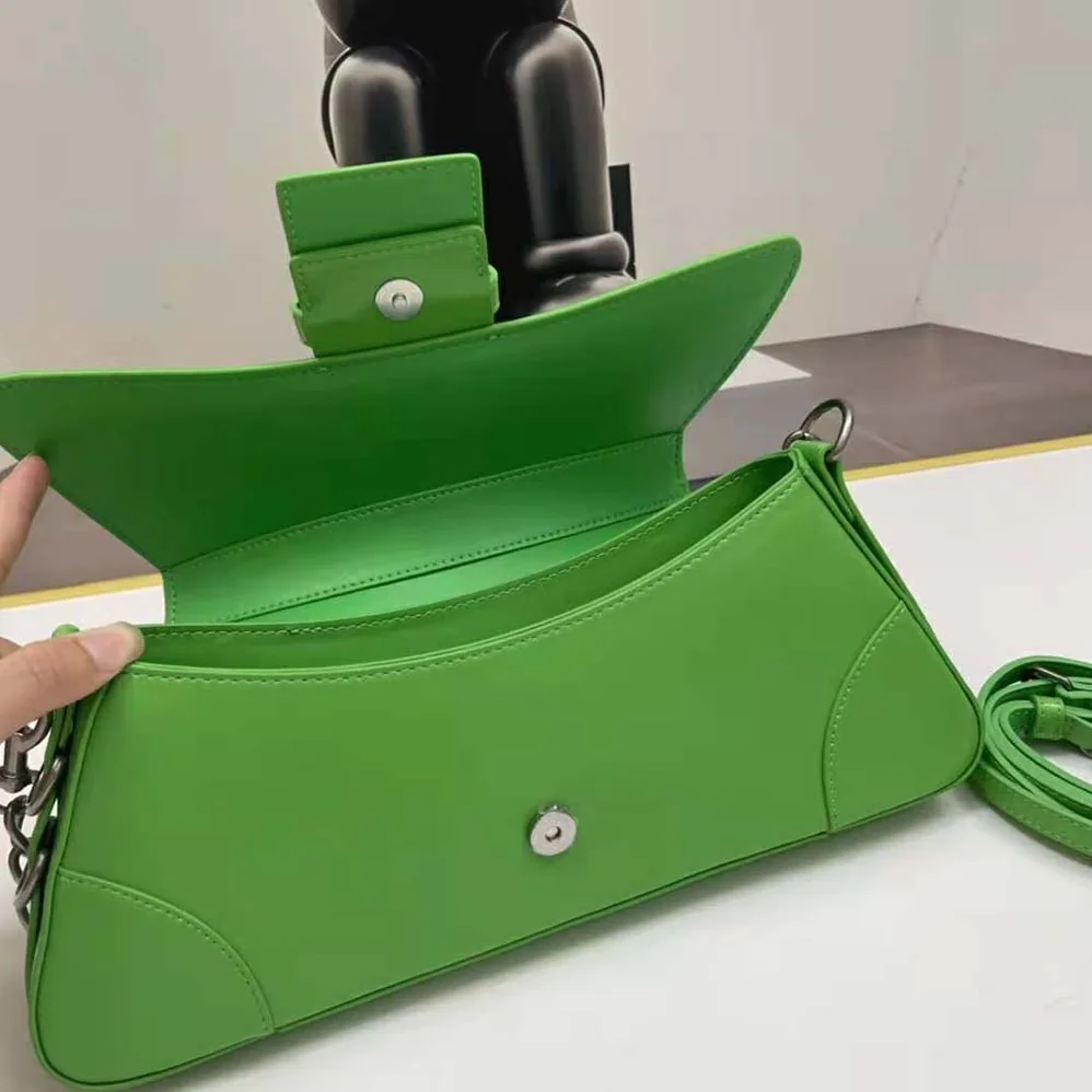 Balenciaga Lindsay Small Shoulder Bag With Strap in Bright Green Shiny Smooth Calfskin for Women Balenciaga Lindsay Small Shoulder Bag With Strap in Bright Green Shiny Smooth Calfskin for Women
