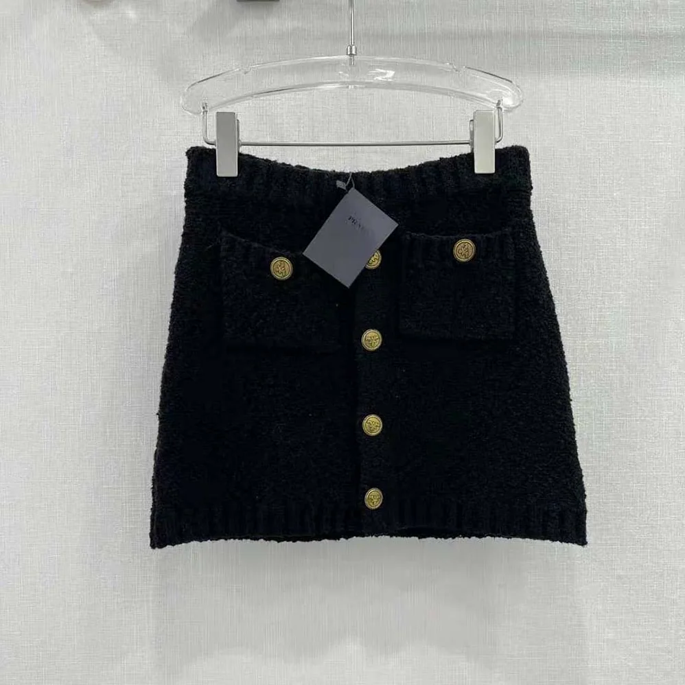 Prada Bouclé Mohair Miniskirt for Women in Black