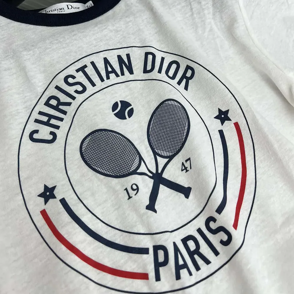 Dior Vibe T-Shirt White Cotton and Linen Jersey with Three for Women in Tone Signature Dior Vibe T-Shirt White Cotton and Linen Jersey with Three for Women in Tone Signature