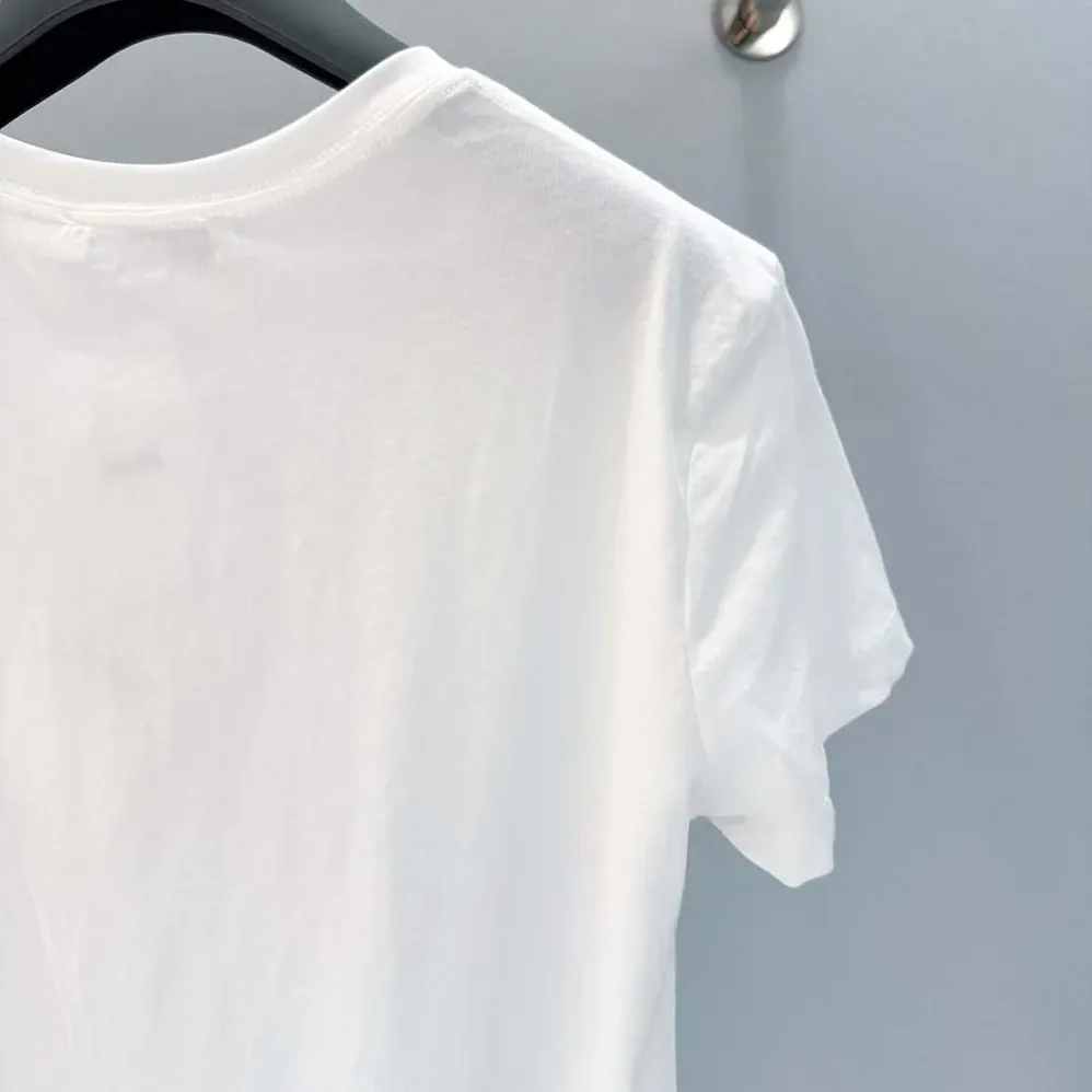Dior T-Shirt White Cotton and Linen Jersey with Multicolor Dior Star Motif for Women Dior T-Shirt White Cotton and Linen Jersey with Multicolor Dior Star Motif for Women