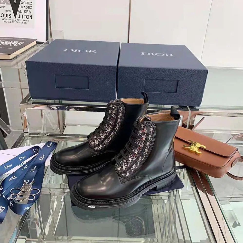 Dior Explorer II Laced Ankle Boot Black Polished Calfskin for Men