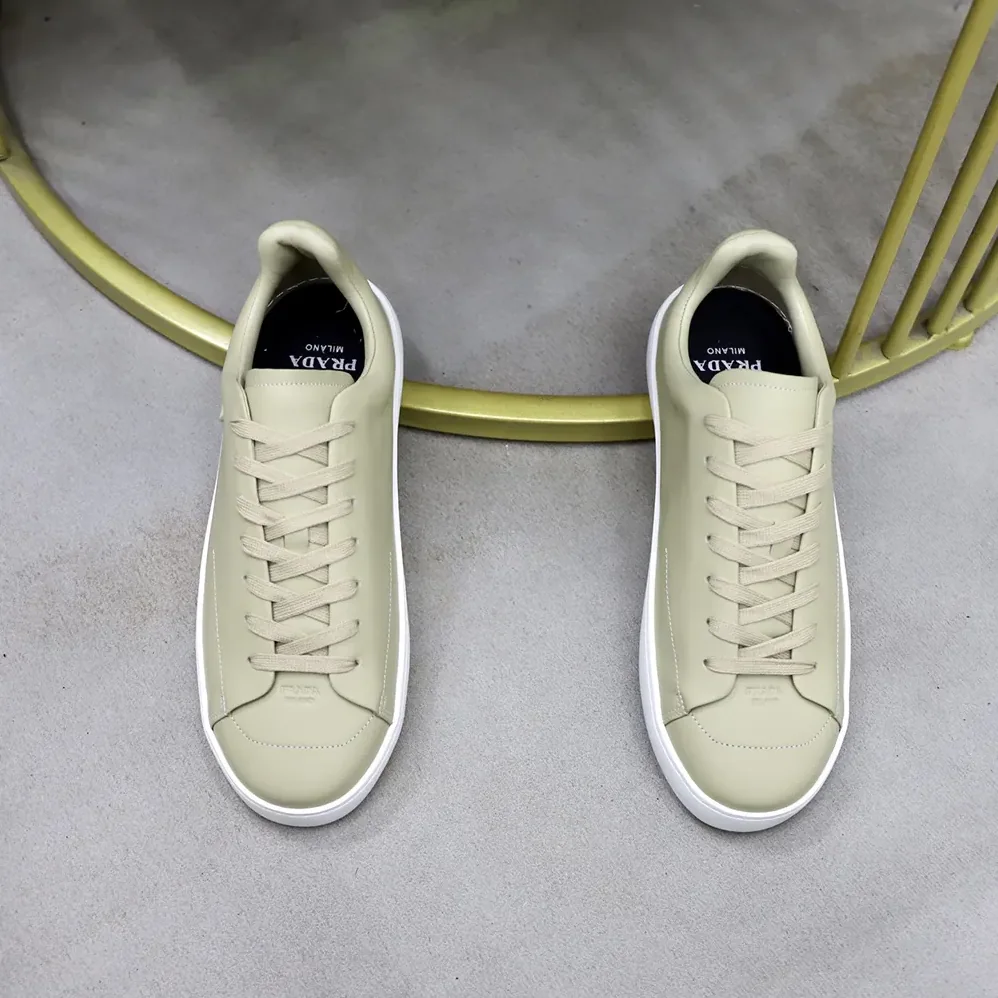 Prada Court Leather Sneakers for Unisex in Desert Beige Prada Court Leather Sneakers for Unisex in Desert Beige