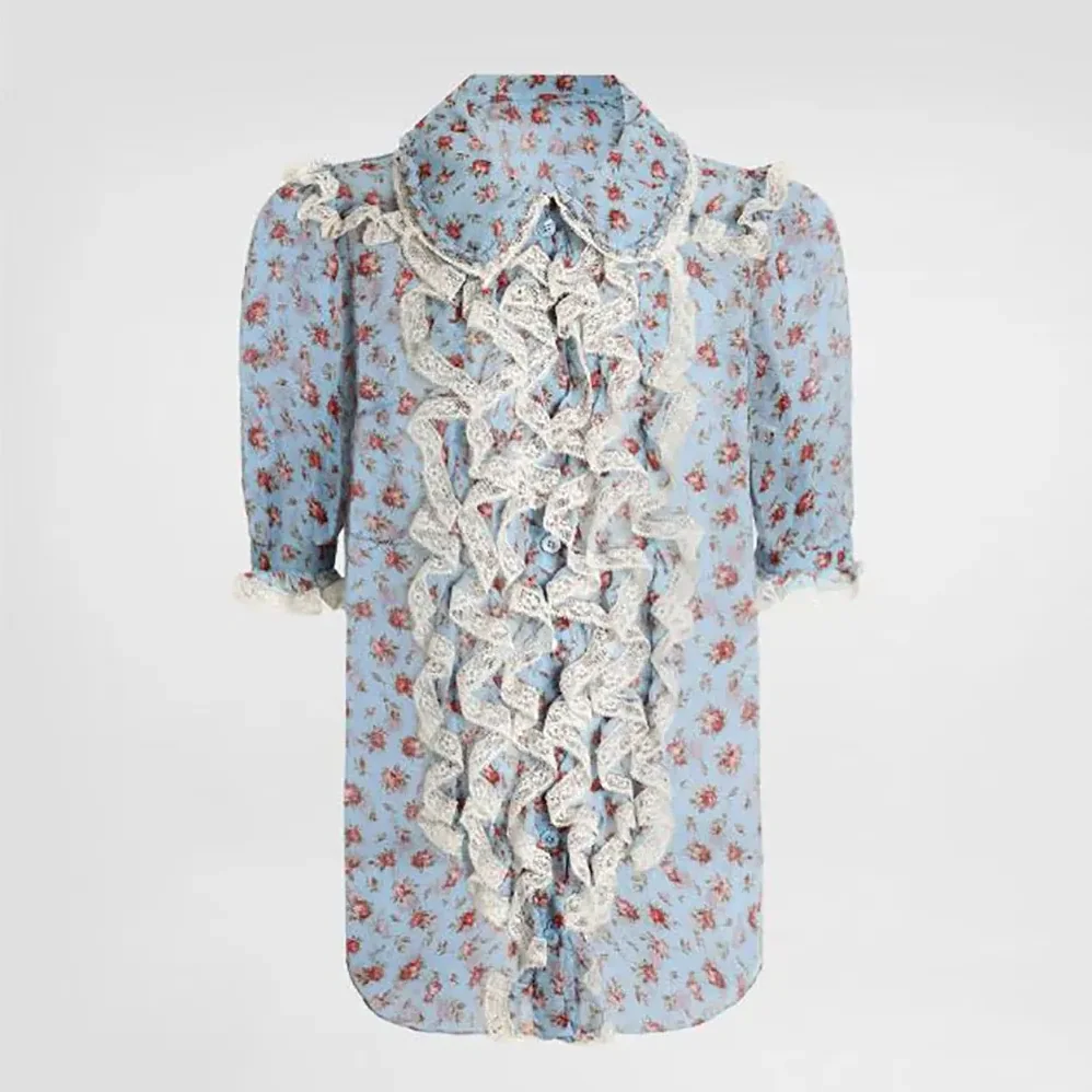 Dolce Gabbana D&G Small Rose for Women in Print Chiffon Shirt