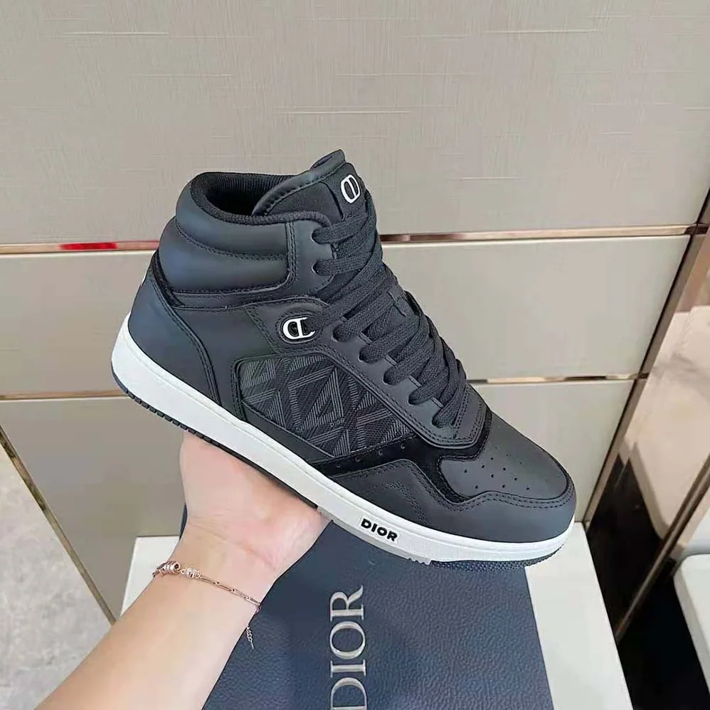 Dior B27 High-Top Sneaker Black Smooth Calfskin and CD Diamond Canvas for Men
