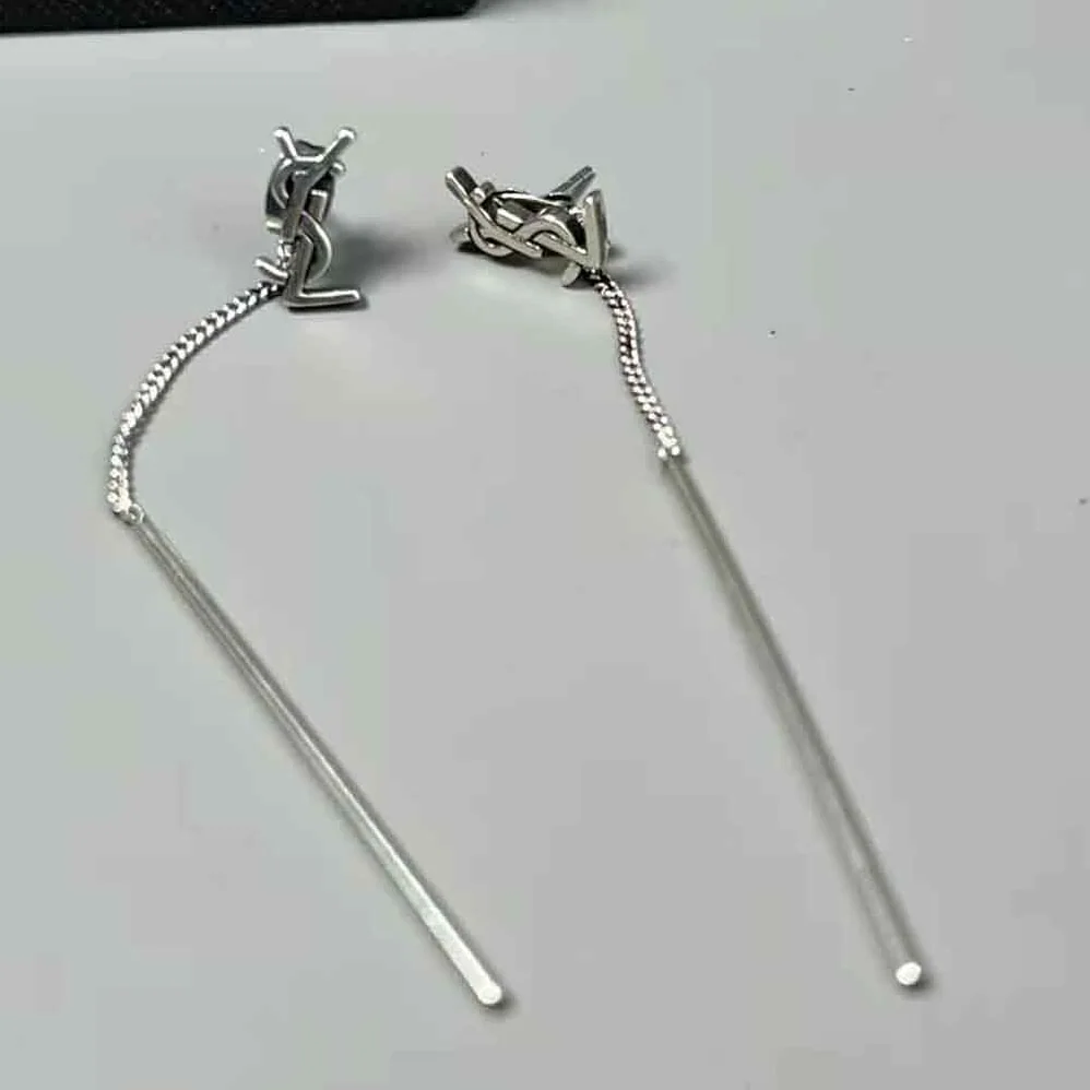 Saint Laurent YSL Opyum YSL Threader Earrings in Metal for Women in Silver