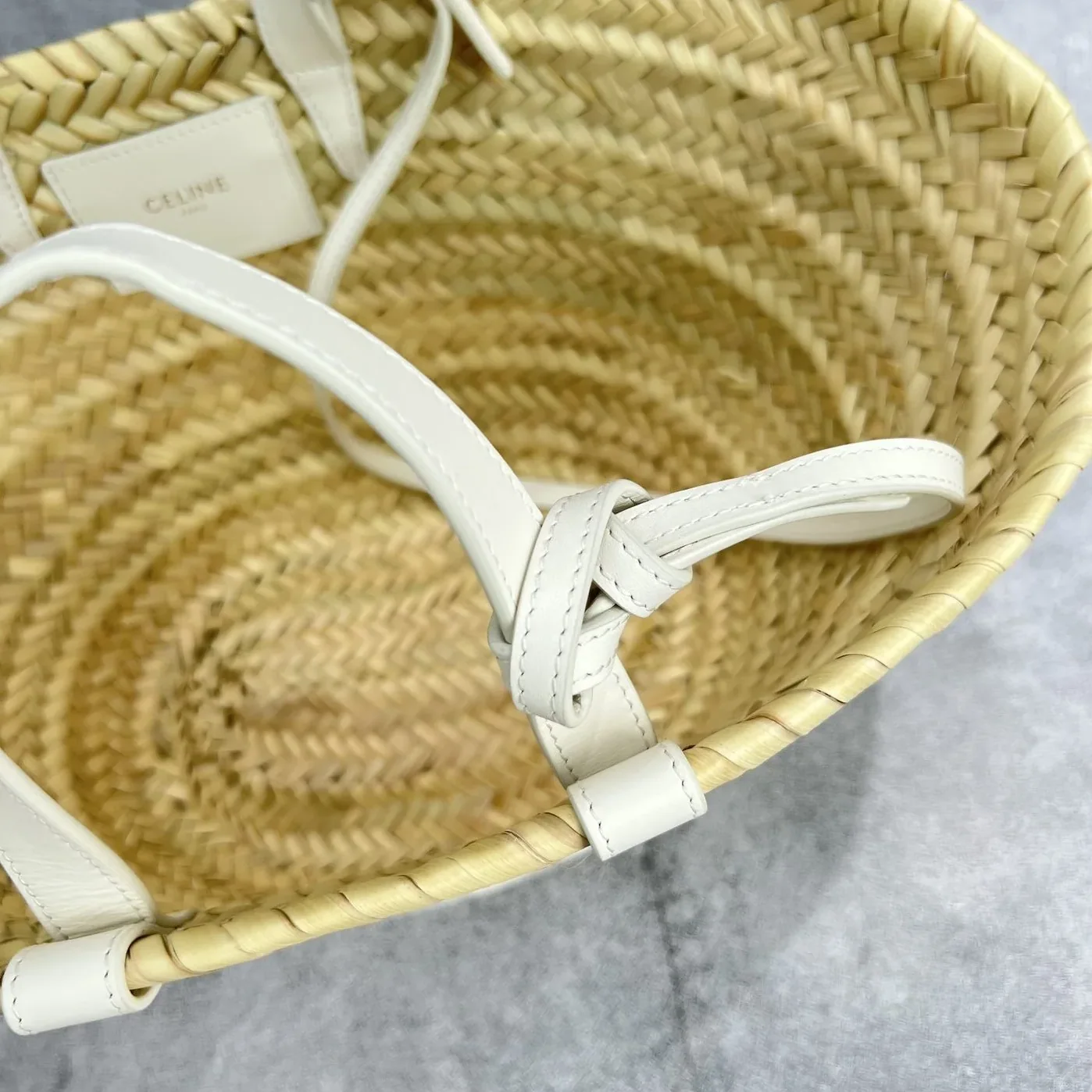 Celine Teen Triomphe Celine Classic Panier In Palm Leaves And Lizard White / Celine Teen Triomphe Celine Classic Panier In Palm Leaves And Lizard White /