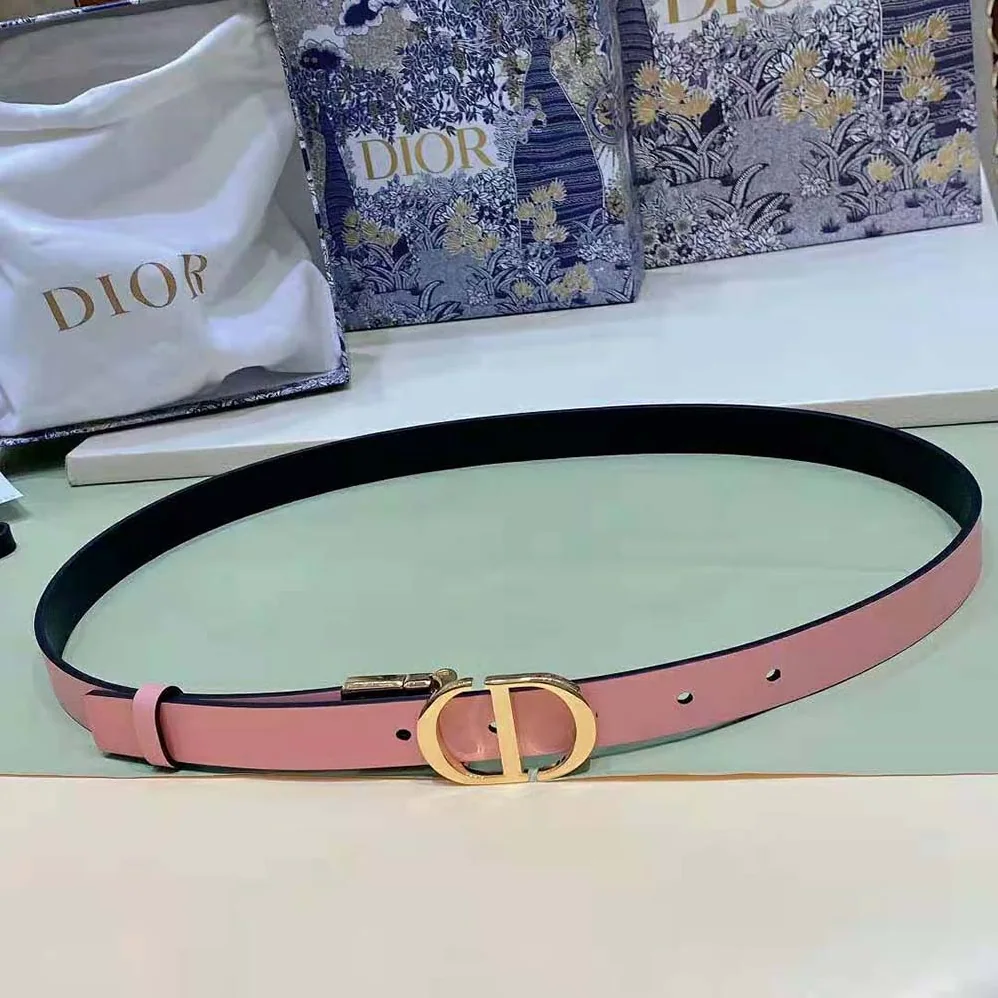 Dior 30 Montaigne Reversible Belt Black and Ethereal Pink Smooth Calfskin 20 MM for Women