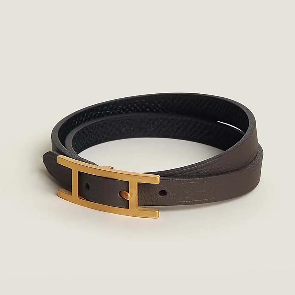 Hermes Behapi Double Tour Bracelet for Unisex in Brown