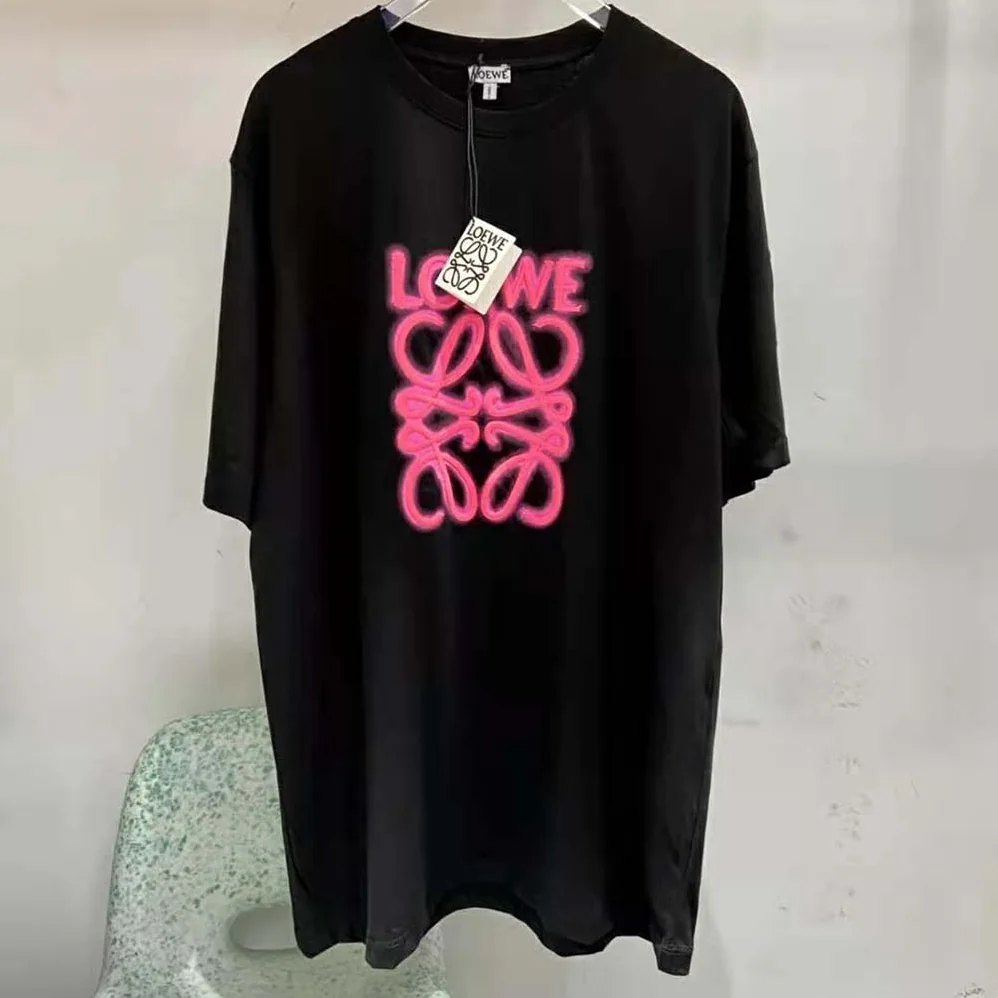 Loewe LOEWE Neon T-shirt in Cotton for Women in Black/Pink