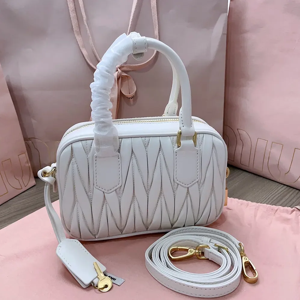 Miu Miu Arcadie Matelassé Nappa Leather Bag for Women in White Miu Miu Arcadie Matelassé Nappa Leather Bag for Women in White