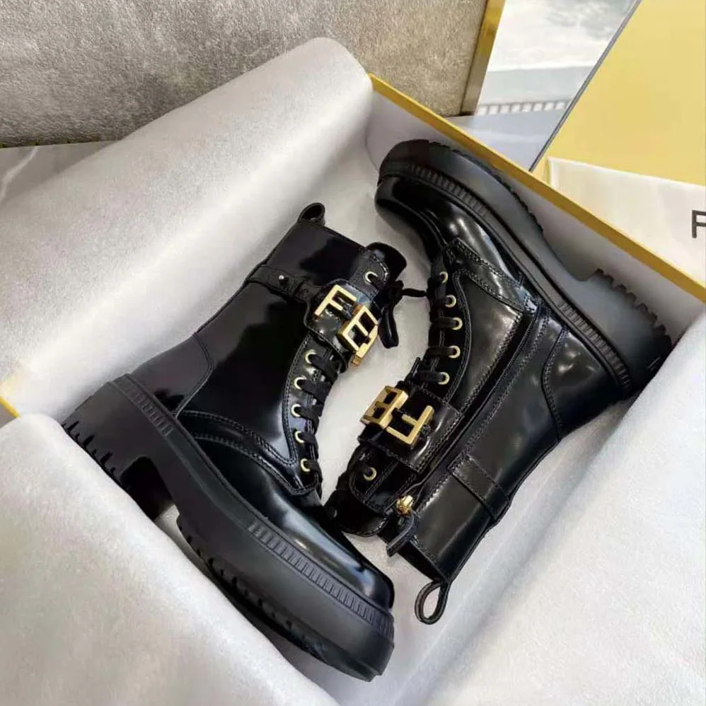 Fendi Fendigraphy Black Leather Biker Boots for Women Fendi Fendigraphy Black Leather Biker Boots for Women